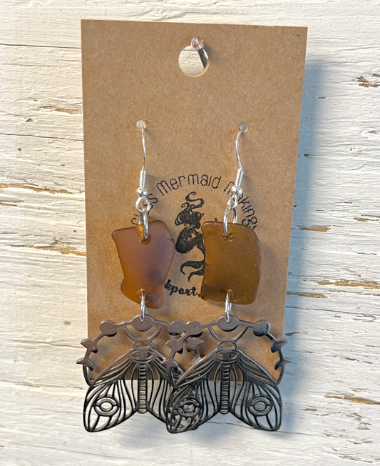 Brown Moth Earrings