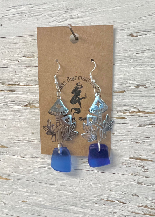 Blue Mushroom Earrings