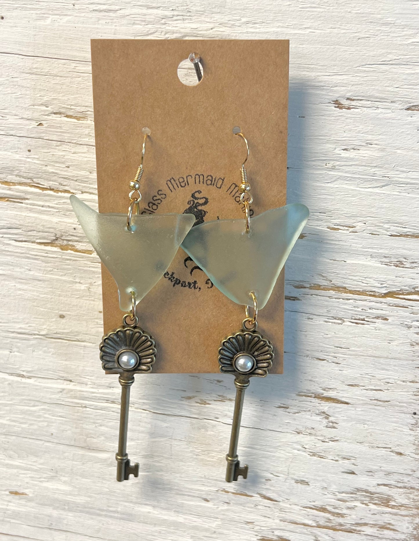 Aqua Key Earrings