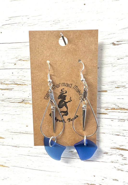 Blue Stud Dangle Earrings