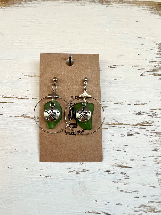 Green Sand Dollar Hoops