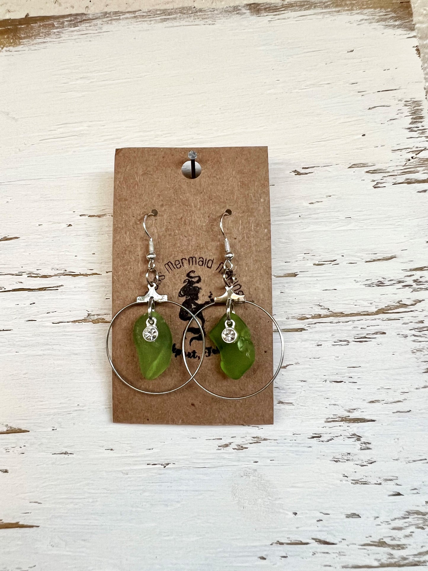 Green Rhinestone Hoops