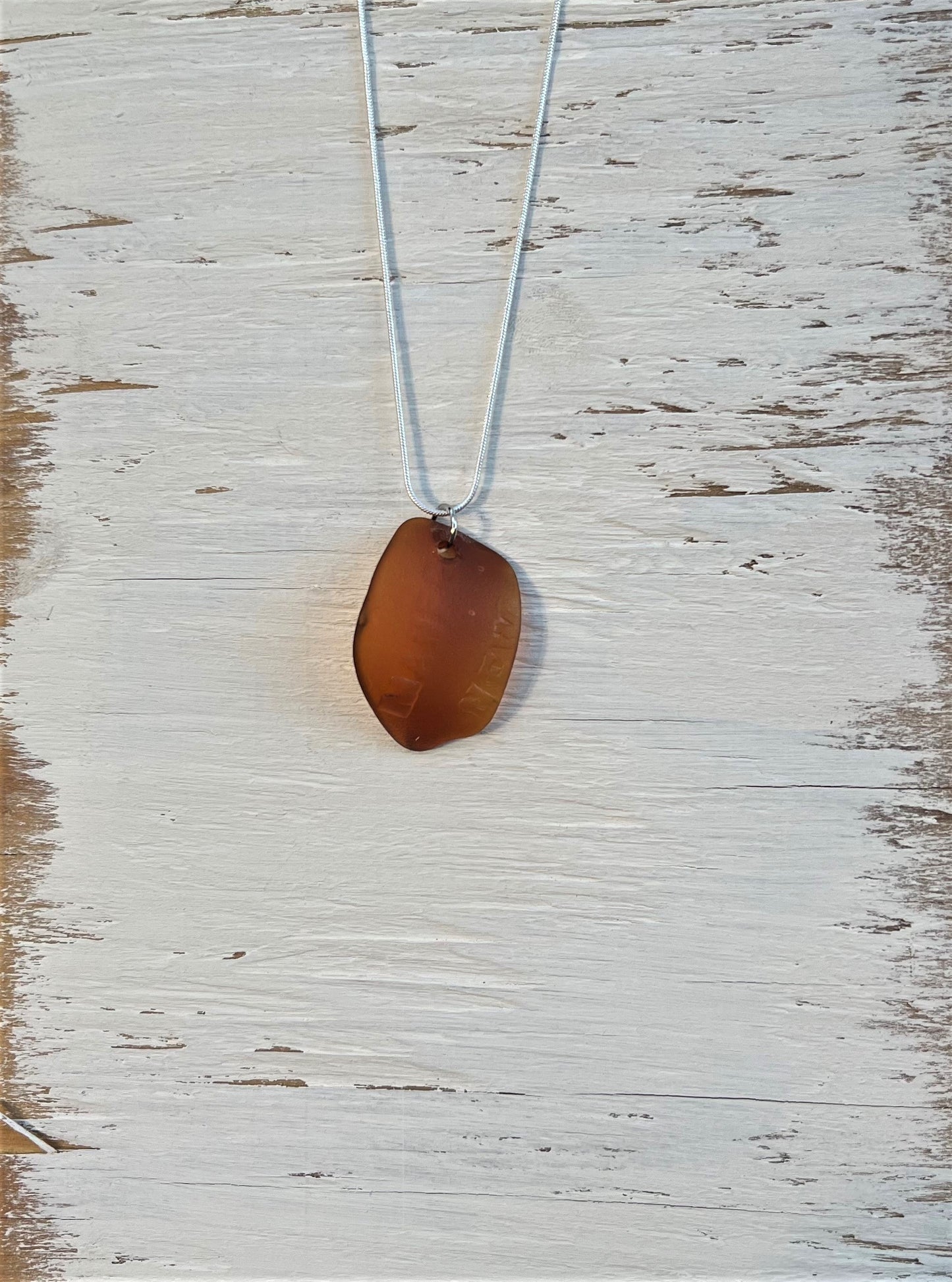 Brown Bottle Sea Glass Necklace