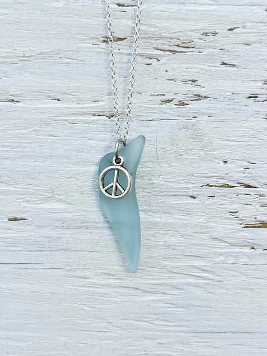 Light Blue Peace Out Necklace