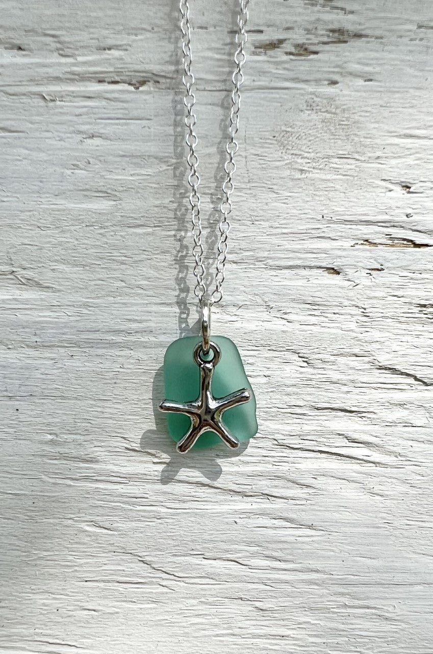 Small Aqua Starfish Necklace