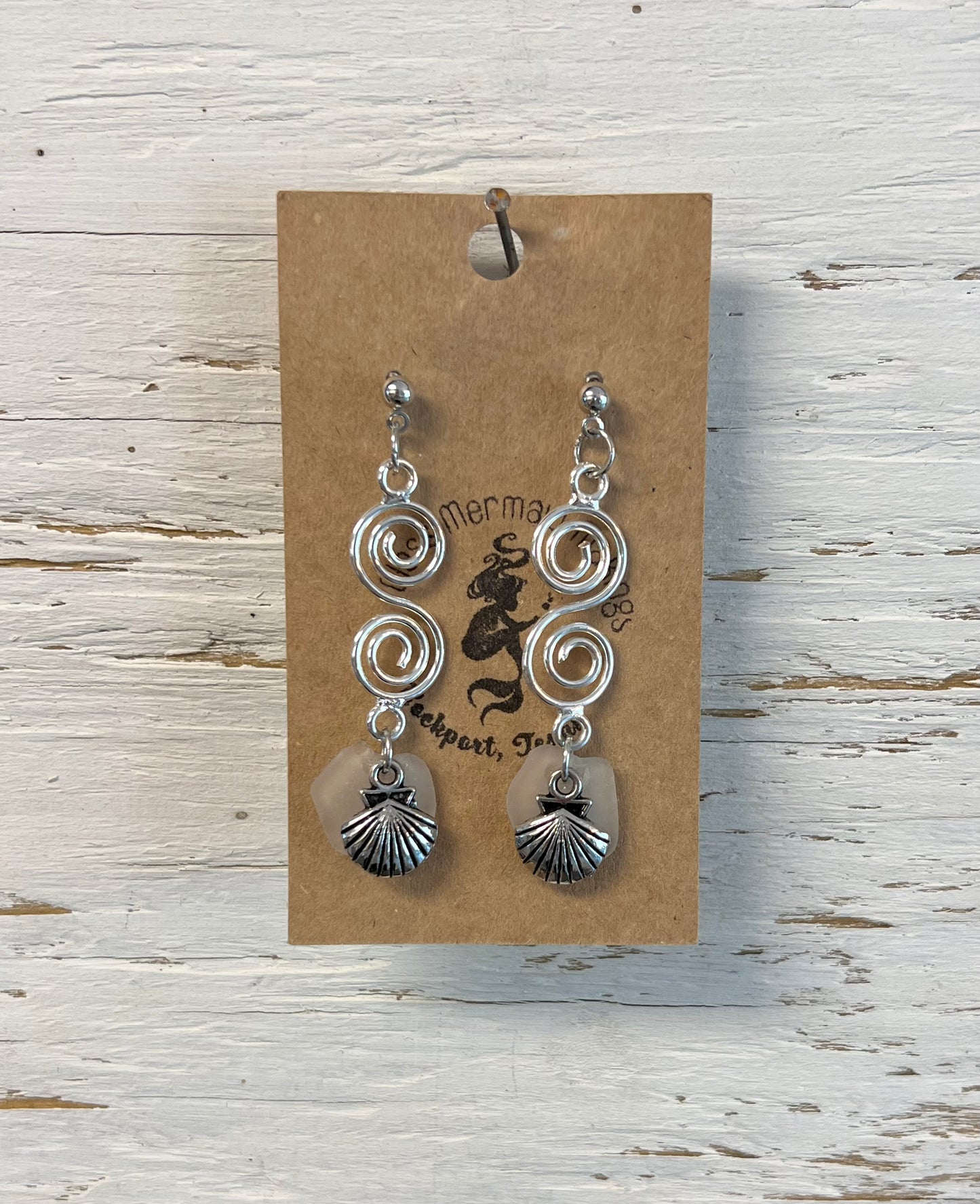 White Swirl Earrings