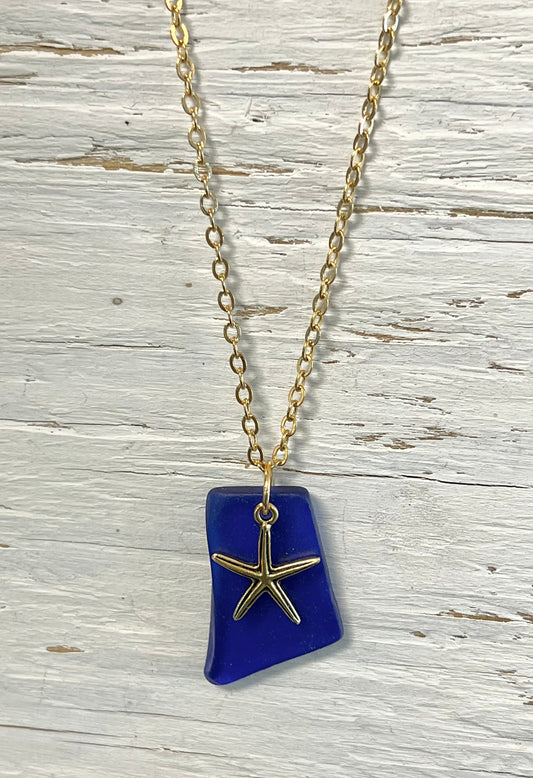 Dark Blue with Gold Necklace