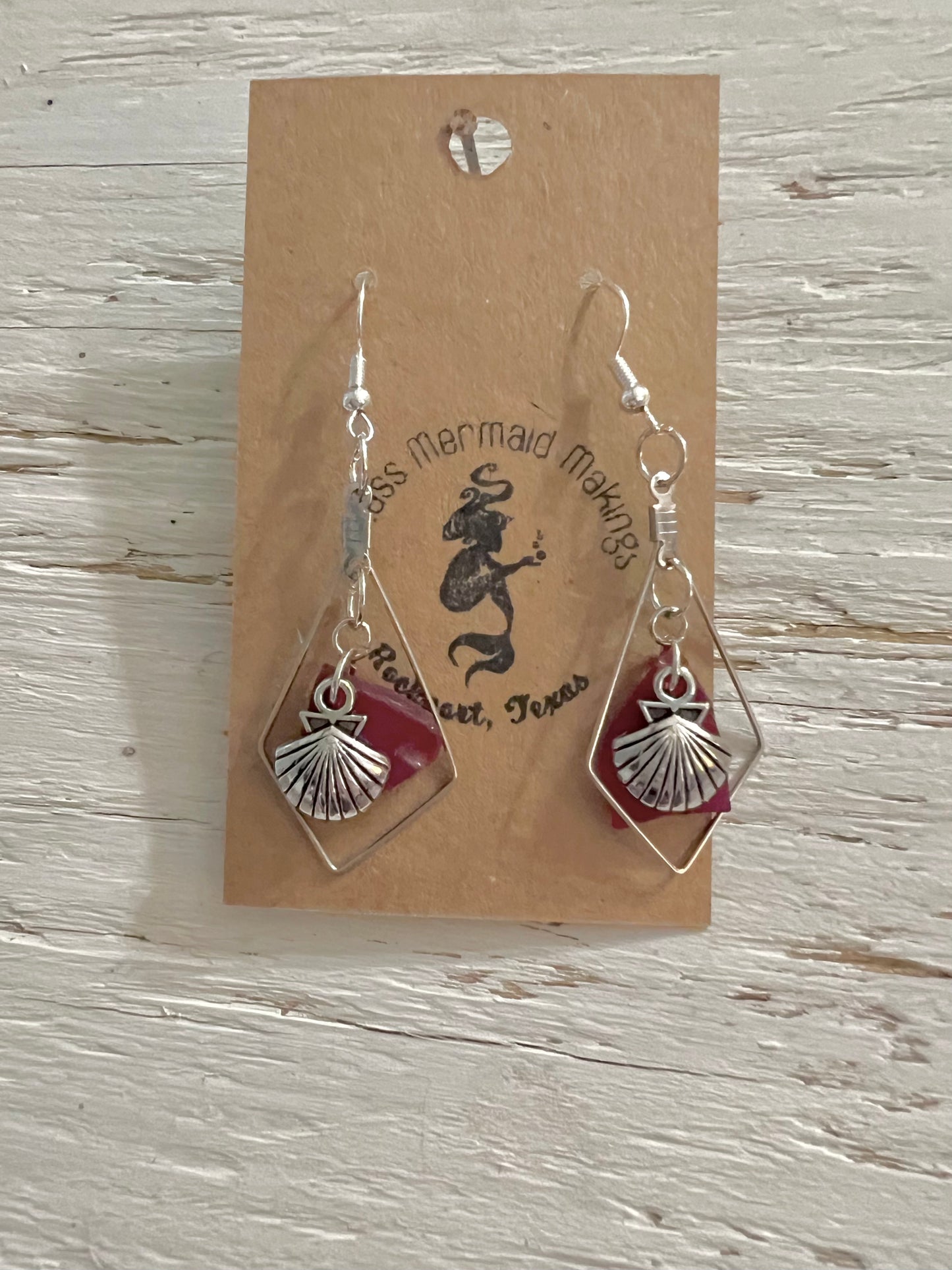 Rare Red Clamshell Dangles