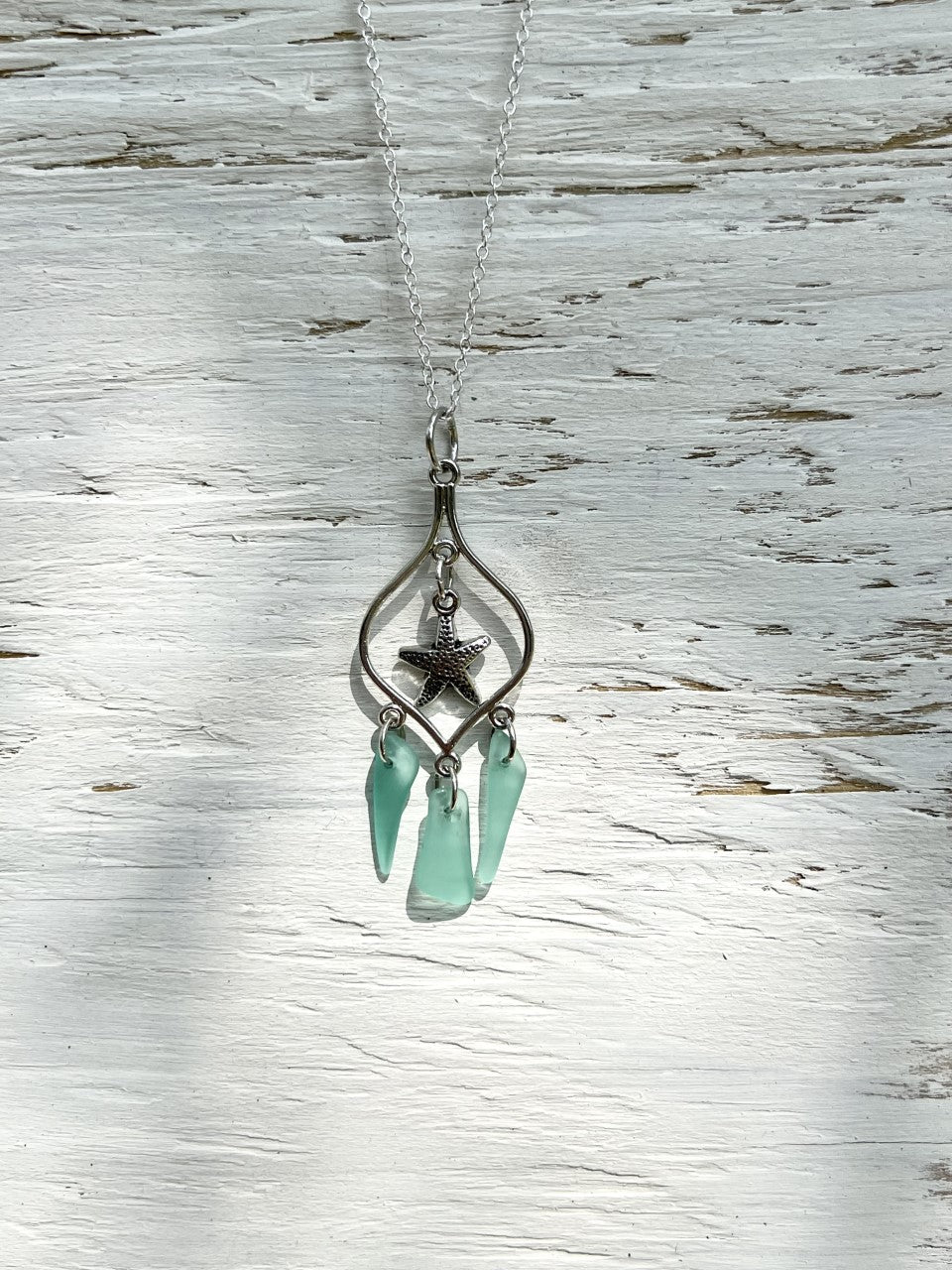 Aqua Dangle Necklace with Starfish Charm