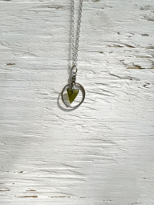 Tiny Dark Green Hoop Necklace